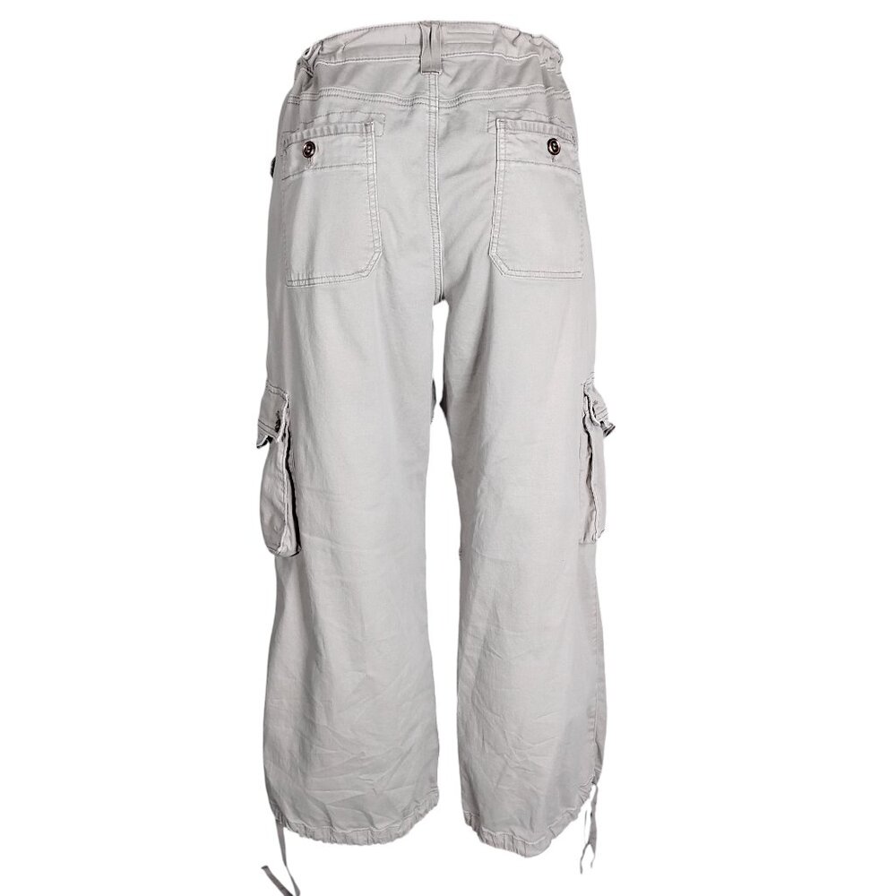Anthro Pilcro Wide Legs Cargo Pants Size 32 P Waist Hems Drawstring Multi Pocket - Picture 9 of 16